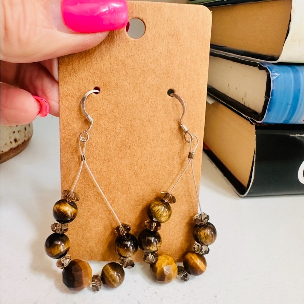 Elegant Tiger eye Beaded Earrings